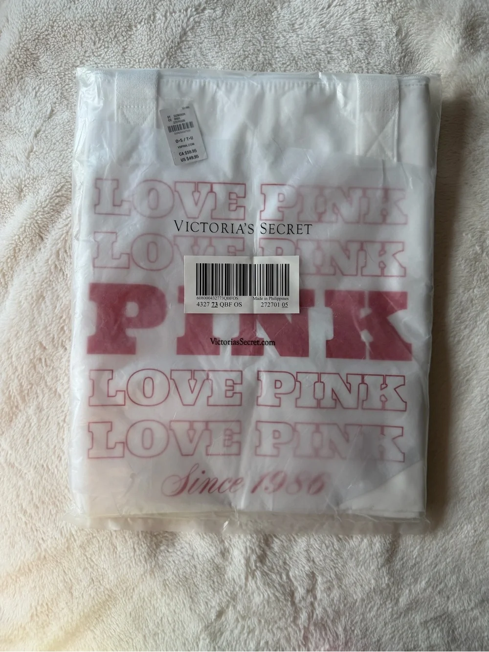 PINK Victoria's Secret White Tote with Pink Logo